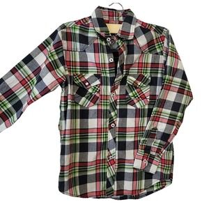 Authentic Plaids Long Sleeve Button Shirt - size 8 - pearl snap pockets